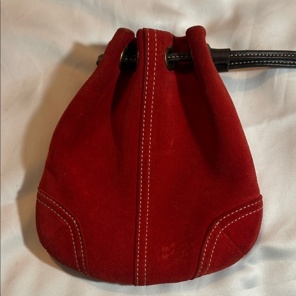 Coach Vintage Soho Drawstring Suede Wristlet in Bordeaux - Picture 3 of 13